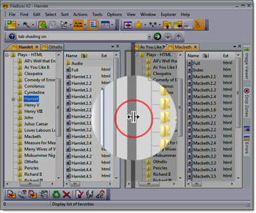 Splitter cursor for tab groups