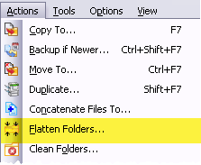 Menu item for flattenting folders