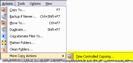 Menu item for Time Controlled Copying