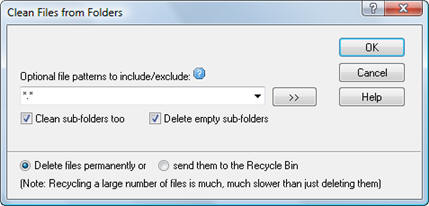 Dialog for Cleaning Folders